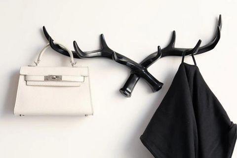 GEYİK BOYNUZU MODERN DUVAR DEKORU ASKILIK, SİYAH