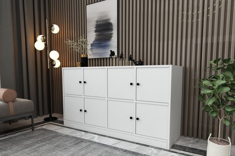 ASLI KONSOL KNS-1019, DOLAPLI, BEYAZ, 130 CM
