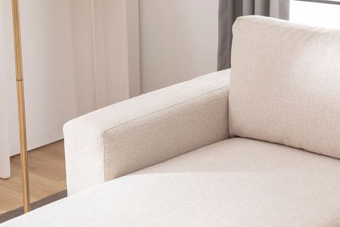 MERLİN MİNİ KÖŞE KOLTUK, NATUREL AYAK, KALIN KOL, ŞÖNİL KUMAŞ,KREM