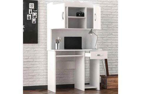 LARA İKİ KAPAKLI TEK ÇEKMECELİ KÜTÜPHANELİ ÇALIŞMA MASASI, BEYAZ