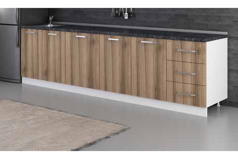 MİNAR 300 CM MUTFAK DOLABI BEYAZ DORE 300-D1-ALT MODÜL
