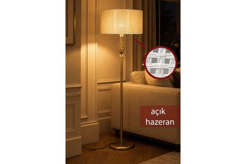 VERA ESKİTME METAL AYAKLI LAMBADER, AÇIK TON HAZERAN