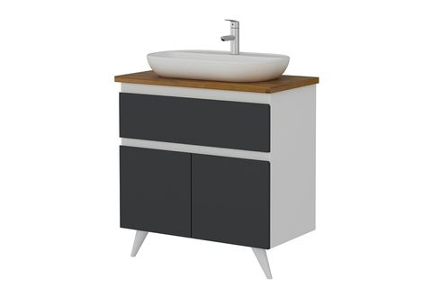 NİKA BANYO DOLABI ALT 85CM AY2K1Ç TZG BEYAZ ANTRASİT