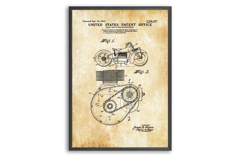 VİNTAGE MOTOR PATTENT ÇERÇEVELİ PANO SET, 50X70