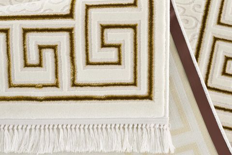 MODERN DESEN KREM GOLD RENK OTURMA ODASI VE SALON HALISI 100X300