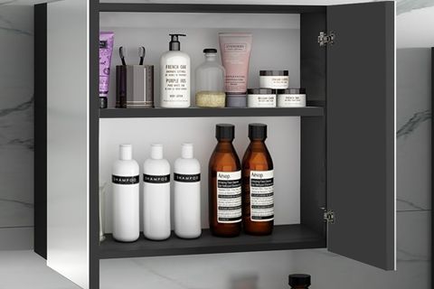 ALFA VİOLA AYNALI LAVABOLU BANYO DOLAP TAKIMI, ANTRASİT, 80 CM