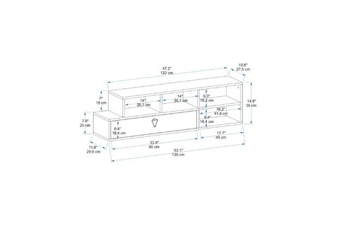 ARNETTİ DURU RAFLI KAPAKLI MODERN TV SEHPASI, CEVİZ ANTRASİT - DURU