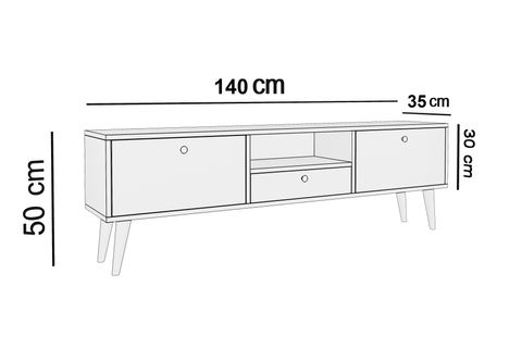PENTA TV SEHPASI, AHŞAP AYAKLI, CEVİZ, 140 CM