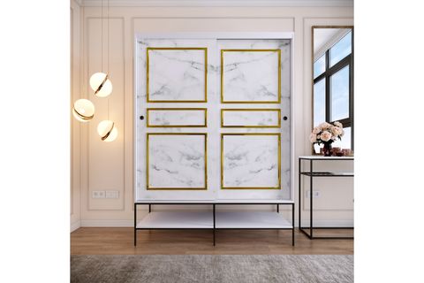 MARTİN SÜRGÜLÜ GARDIROP,150 CM , BEYAZ MERMER