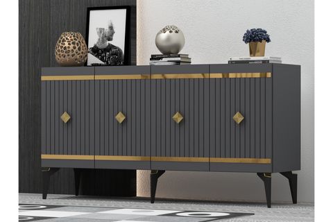 LENORA KONSOL, ANTRASİT ALTIN, 150 CM