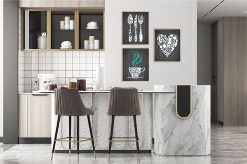 MUNİKA AHŞAP ÇERÇEVELİ ÜÇLÜ MUTFAK TABLO SETİ, 21X30, MNK076