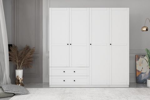 SANDAL GARDIROP, 4 KAPAKLI 2 ÇEKMECELİ, BEYAZ, ÇITALI, 180CM261