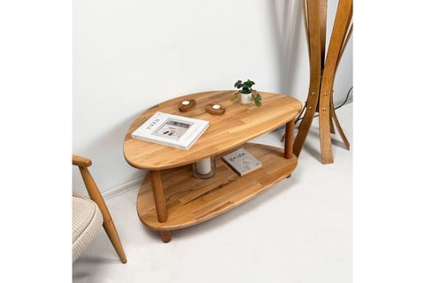 SOREN MASİF AHŞAP İKİ RAFLI MODERN SEHPA