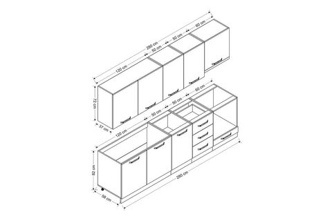 MİNAR EZGİ 280 CM MUTFAK DOLABI BEYAZ DORE 280-D5