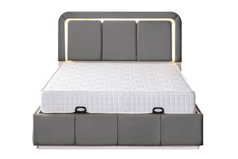 DEMONTE NOX LEDLİ ÇİFT KİŞİLİK BAZA BAŞLIK MAXİ YATAK SETİ, GRİ, 160X200