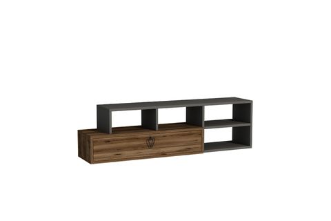 DURU RAFLI KAPAKLI MODERN TV SEHPASI, CEVİZ ANTRASİT