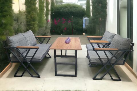 MİNA BAHÇE BALKON TAKIMI, 2+1+1, AÇIK GRİ