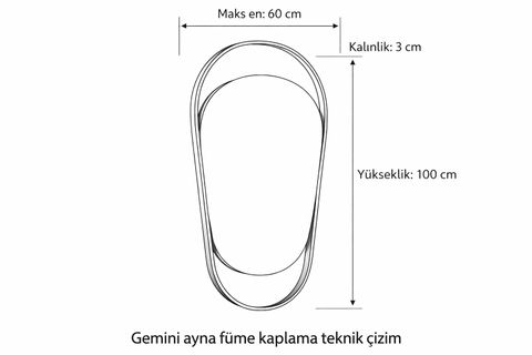 VORTEX PARLAK FÜME KAPLAMA AYNA, 60X100