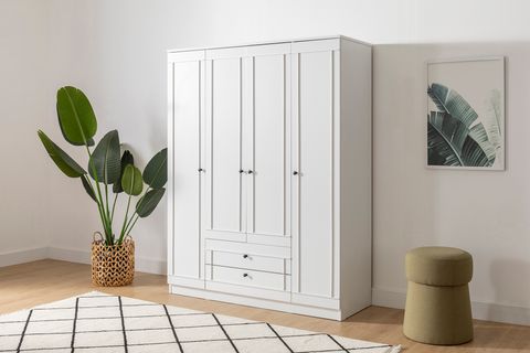 LİA GARDIROP 4 KAPAKLI, BEYAZ, 180 CM