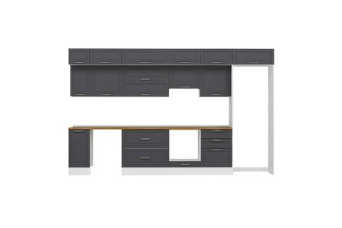 ALVİNKA 390X240 CM KLASİK MEBRAN MUTFAK DOLABI, MB E90S40S60 1 MEBRAN ANTRASİT SUNTALAM