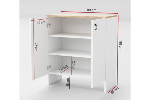 KABİ İKİ KAPAKLI ÇOK AMAÇLI DOLAP, BEYAZ