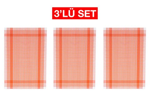 TUABLE PÖTİ KARELİ ÜÇLÜ KURULAMA BEZİ TURUNCU 45X70CM