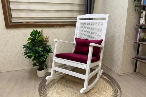 ASEDİA VERANDA HASIRLI MİNDERLİ SALLANAN SANDALYE, FUŞYA, LAKE AYAK