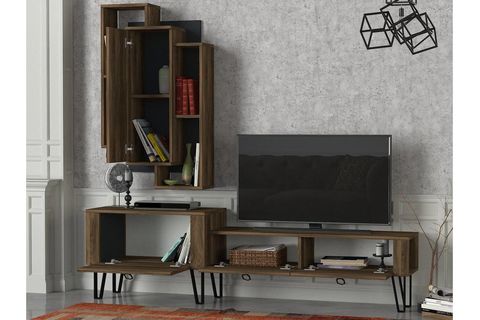 EXCLUSİVE NOBLE DEMİR AYAK TV ÜNİTESİ CEVİZ