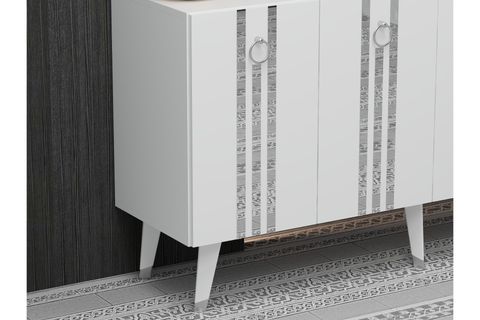 IŞIL KONSOL, BEYAZ GÜMÜŞ, 150 CM