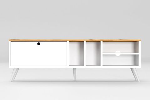 BUKA GENİŞ TEK KAPAKLI TV SEHPASI, BEYAZ, 140 CM