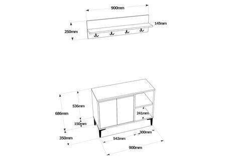 YURUDESİGN ARİSTO AYAKKABILIK PORTMANTO VESTİYER ASKILIK KEÇE ANTRASİT AR11-KA