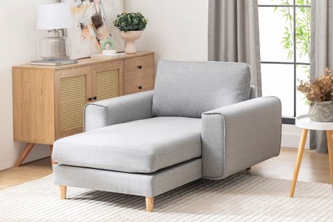 MERLİN DAYBED, FİTİLLİ KOL, NATUREL AYAK, KETEN KUMAŞ, GRİ