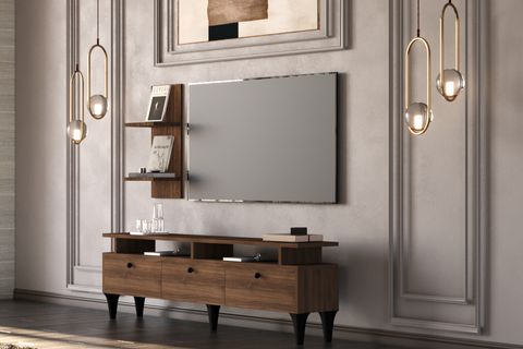 NEVA AYAKLI DUVAR RAFLI TV ÜNİTESİ, 3 KAPAKLI