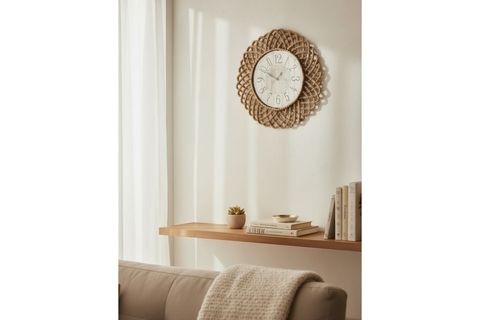 BOHEM HASIR ÇERÇEVELİ DUVAR SAATİ, 43 CM, HOM-1322