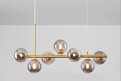 AYTEN SIRALI YEDİLİ ESKITME GOLD KASALI FÜME CAMLI AVİZE