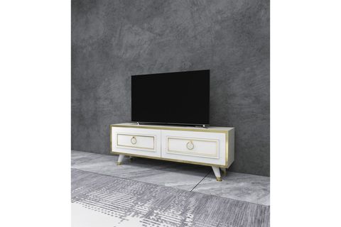 ARNETTİ SONA  TV ÜNİTESİ, BEYAZ GOLD BANT 120 CM
