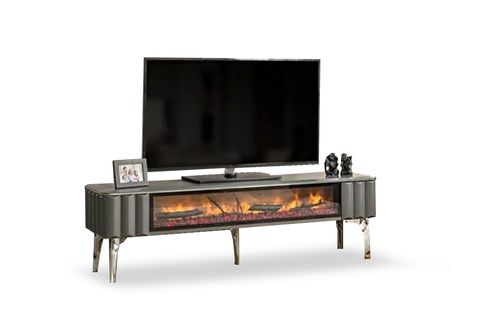 LOFT ŞÖMİNELİ TV ÜNİTESİ, ANTRASİT GRİ, 160 CM