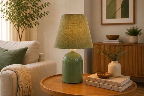 LİVA KUMAŞ ABAJUR, MİNT YEŞİLİ, 34 CM