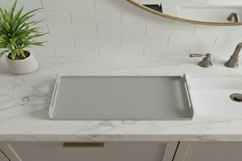GALVANİZ METAL DEKORATİF BANYO TABLASI, AÇIK GRİ, 5030 CM