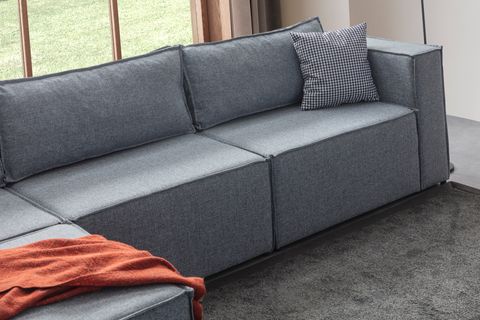 SOFT SIRT MİNDERLİ KİTAPLIKLI MODÜLER KÖŞE KOLTUK TAKIMI, KETEN, GRİ