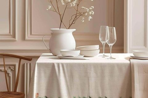 YENİ YIL SOFRASI PAMUK MASA ÖRTÜSÜ, 150X150 CM