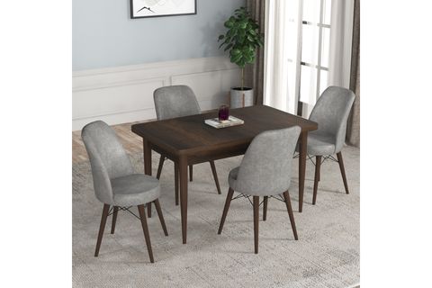 GADAHOME AY SERİSİ MUTFAK-SALON MASA SANDALYE TAKIMI CEVİZ (4 SANDALYELİ CA ) 176, ,