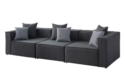 SOFT KİTAPLIKLI MODÜLER KÖŞE KOLTUK TAKIMI, KETEN, ANTRASİT