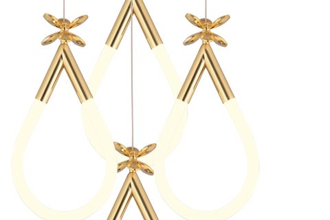 VOJENS DÖRTLÜ YUVARLAK KELEBEK LED AVİZE, GOLD