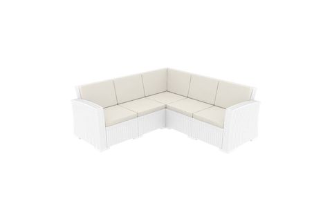 RATTAN MONACO KÖŞE KOLTUK BEYAZ MİNDERLİ