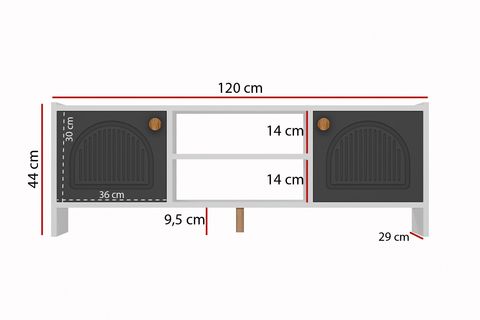 MOLDE BOHEM TV SEHPASI, BEYAZ, ANTRASİT KAPAKLI