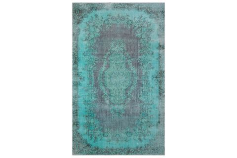 ÖZEL EL DOKUMA AÇIK TURKUAZ RENGI VINTAGE YÜN HALI 185X305