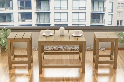 GİVAYO WOOD'S ARES ÇAM BAHÇE BALKON MUTFAK MASASI, ÜÇLÜ SET, ÇAM