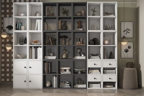 LİNEA PRİZMA ÇOK BÖLMELİ ÇEKMECELİ KAPAKLI MODERN KİTAPLIK NRG KTP 1132