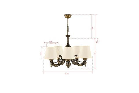 BEŞ KOLLU METAL ESKİTME CADENA AVİZE KREM ŞAPKALI